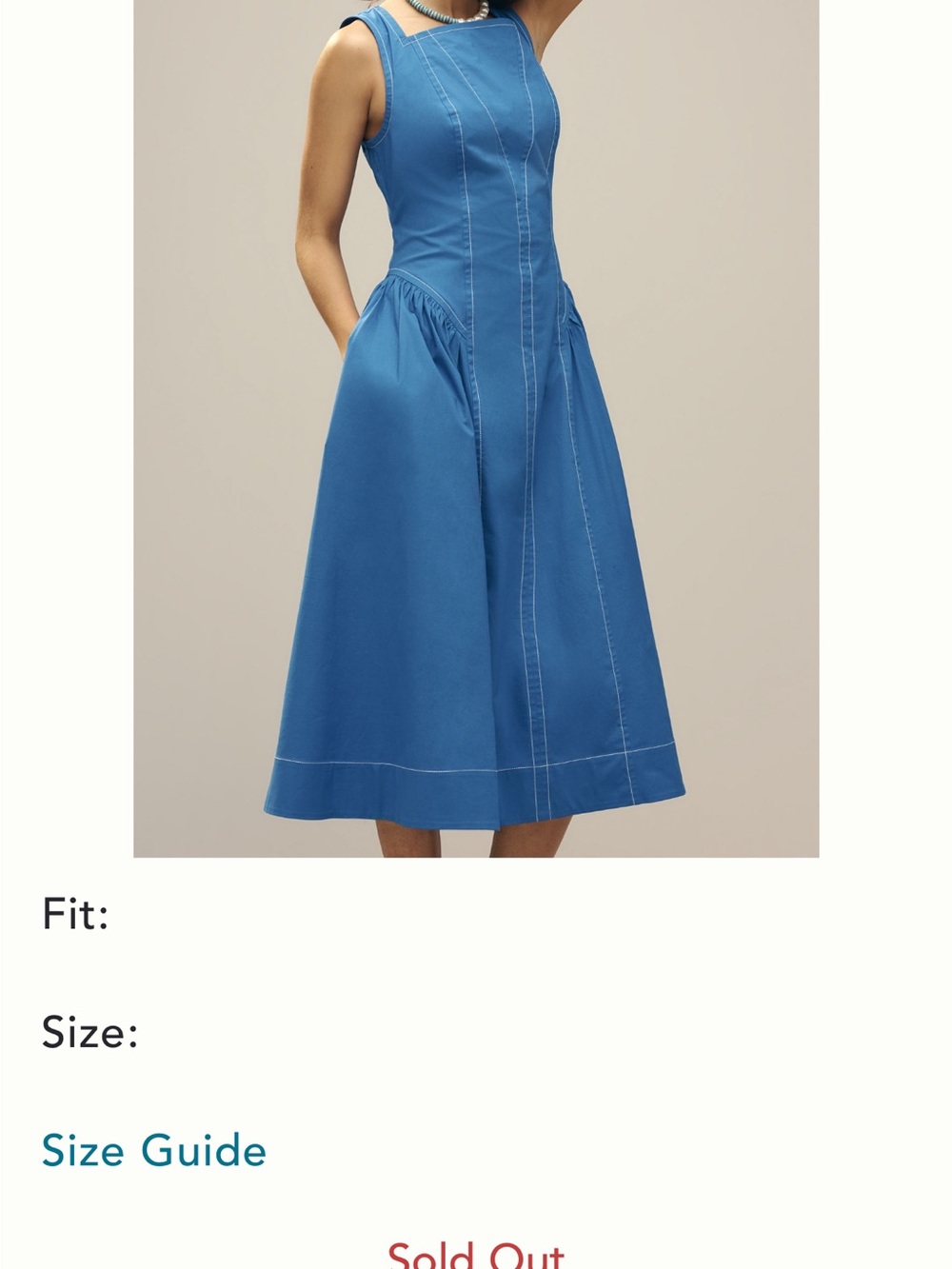 Anthropologie High Neck Seamed Sleeveless Midi Dress